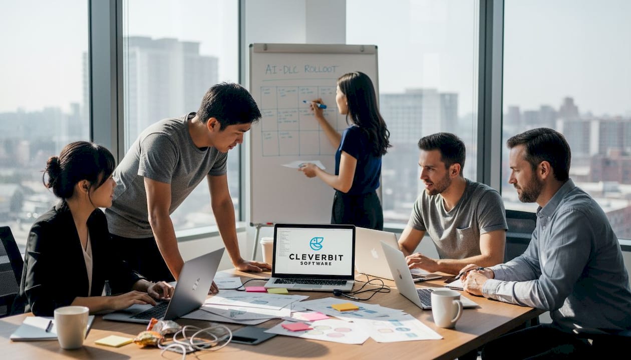 Software delivery team discussing AI integration
