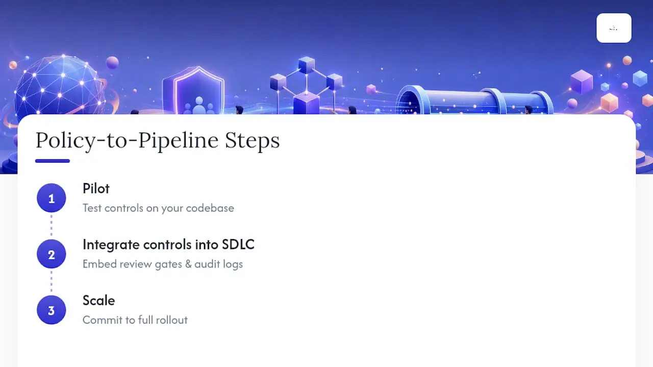 Turn your AI policy into a governed delivery pipeline — overview diagram